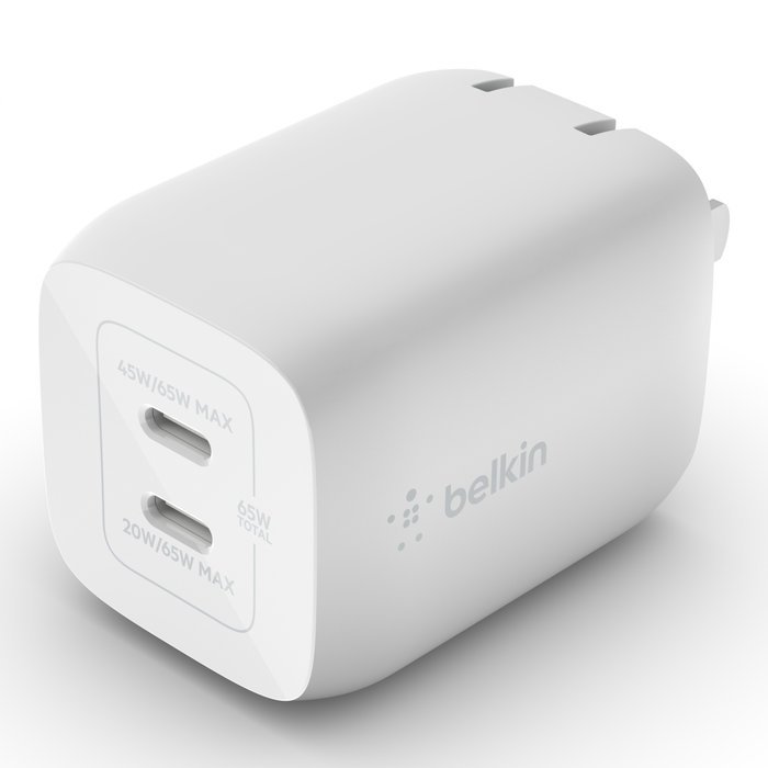 Dual USB-C GaN Wall Charger with PPS 65W + USB-C to USB-C Cable, , hi-res
